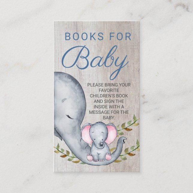 Jungle Elephant Baby Shower Books Begleitkarte (Vorderseite)