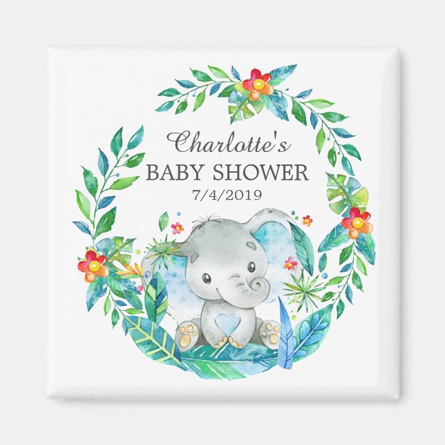 Jungle Elephant Baby Shower Fevor Magnet (Vorne)