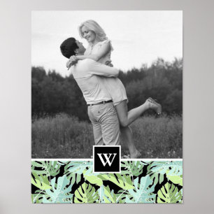 Jungle Floral Pattern Ihr Foto und Ihren Anfangs Poster