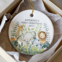 Jungle Foto Baby's First Christmas Ornament