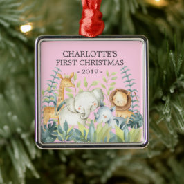 Jungle Foto Girls Baby's First Christmas Ornament