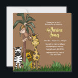 Jungle Friends Geburtstagsfeier Einladung<br><div class="desc">Jungle Themed Geburtstagsfeier mit der ganzen Safari Gang. Passen Sie Ihre Party Einladungen mit Ihren Daten an. Design hat einen Zebra,  Löwen,  Giraffen,  Affen und Bananenbaum.</div>
