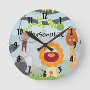 Jungle Fun Runde Wanduhr