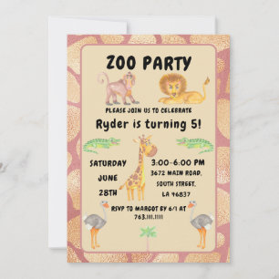 Jungle Fun wartet auf: Kids Zoo Party Geburtstag Einladung
