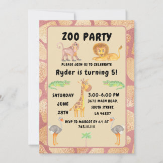 Jungle Fun wartet auf: Kids Zoo Party Geburtstag Einladung