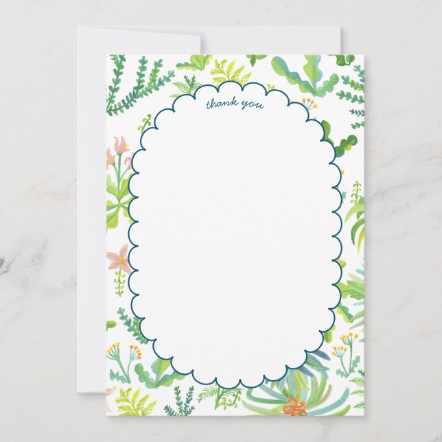 Jungle Garden Watercolor Custom BRIDAL SHOWER Dankeskarte (Vorderseite)