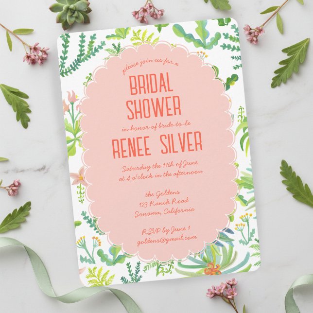 Jungle Garden Watercolor Custom BRIDAL SHOWER Einladung (Jungle Garden Watercolor Hand-painted Custom BRIDAL SHOWER Invitation
)