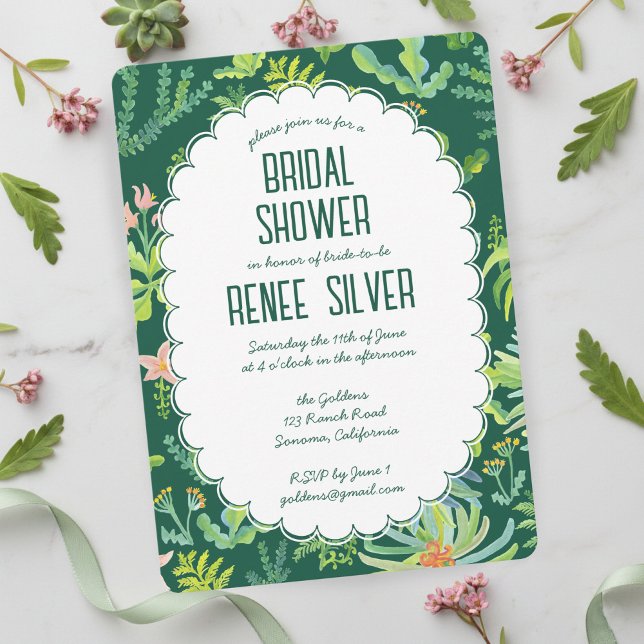 Jungle Garden Watercolor Custom BRIDAL SHOWER Einladung (Jungle Garden Watercolor Hand-painted Custom BRIDAL SHOWER Invitation
)