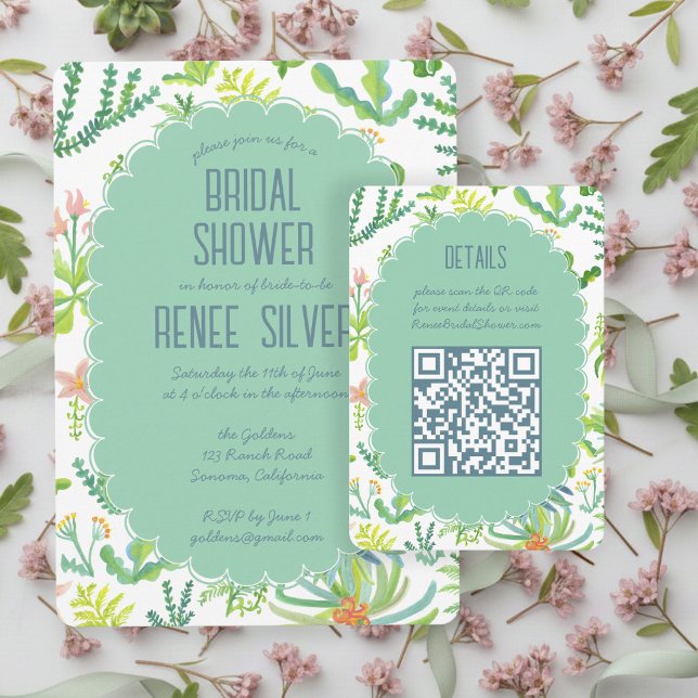 Jungle Garden Watercolor Custom QR BRIDAL SHOWER Begleitkarte (Jungle Garden Watercolor Custom QR BRIDAL SHOWER Enclosure Card
)