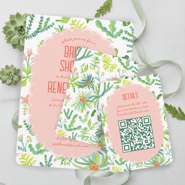 Jungle Garden Watercolor Custom QR BRIDAL SHOWER Begleitkarte (Jungle Garden Watercolor Hand-painted Custom QR BRIDAL SHOWER Enclosure Card
)