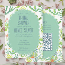 Jungle Garden Watercolor Custom QR BRIDAL SHOWER