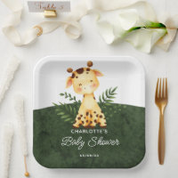 Jungle Giraffe Baby Dusche Paper Teller