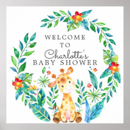 Jungle Giraffe Baby Dusche Willkommen Poster