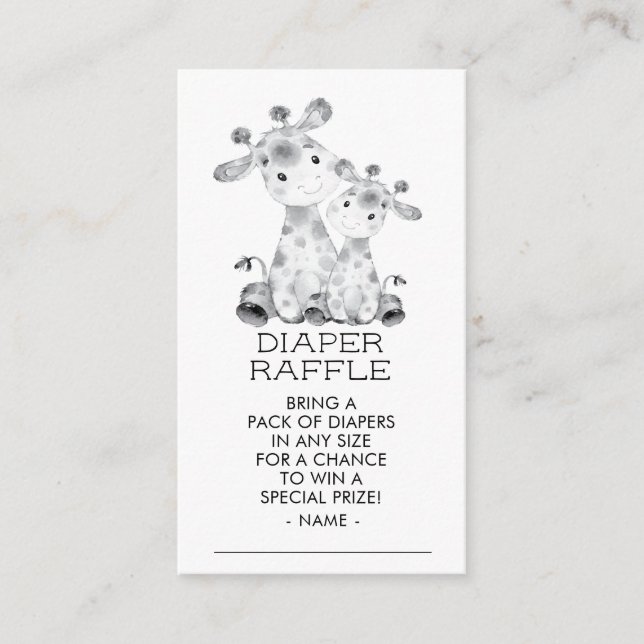 Jungle Giraffe Duwer Diaper Raffle Ticket Begleitkarte (Vorderseite)