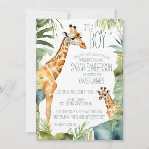 Jungle Giraffe trifft sich mit der Babydusche Einladung