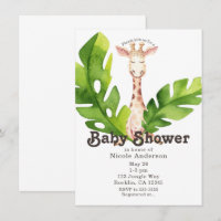 Jungle Giraffe Watercolor Baby Dusche Party