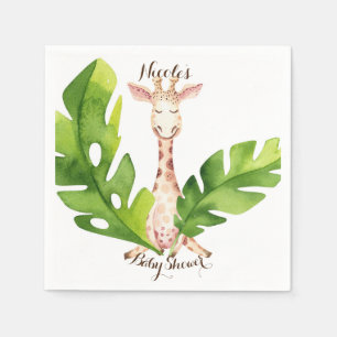 Jungle Giraffe Watercolor Baby Dusche Party Serviette