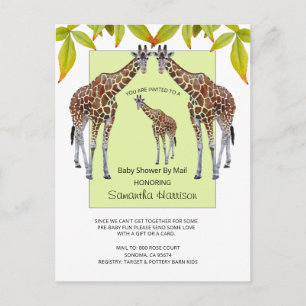 Jungle Giraffe Watercolor Babydusche per Post Einladungspostkarte