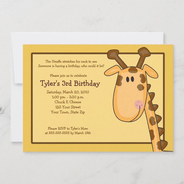 Jungle Giraffe zum Geburtstag Einladung 5 x 7 (Vorderseite)