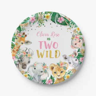 Jungle Girl Birthday Safari Animals Paper Plates Pappteller