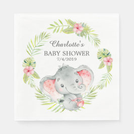 Jungle Girl Elephant Babydusche Papier Napkins Serviette