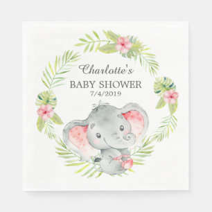 Jungle Girl Elephant Babydusche Papier Napkins Serviette