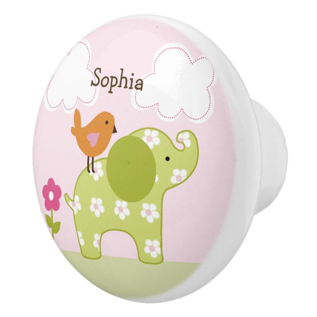 Jungle Girl Elephant Drawer Pull Keramik Knock Keramikknauf (Rechts)