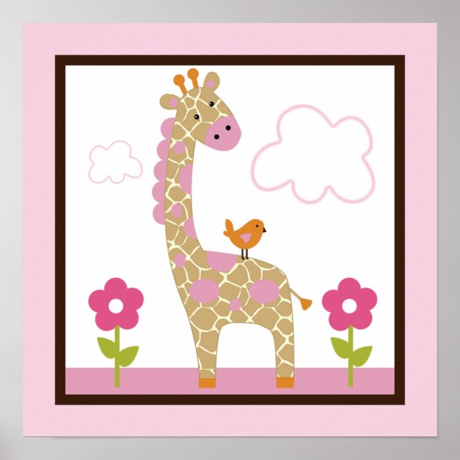 Jungle Girl/Giraffe Poster/Print Wall Art Poster (Vorne)