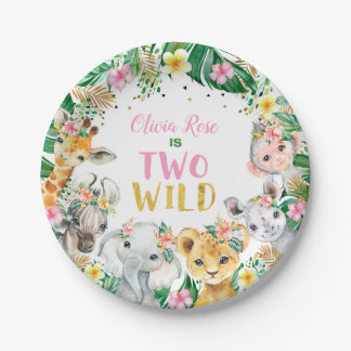 Jungle Girl Safari Tiere Papier Teller