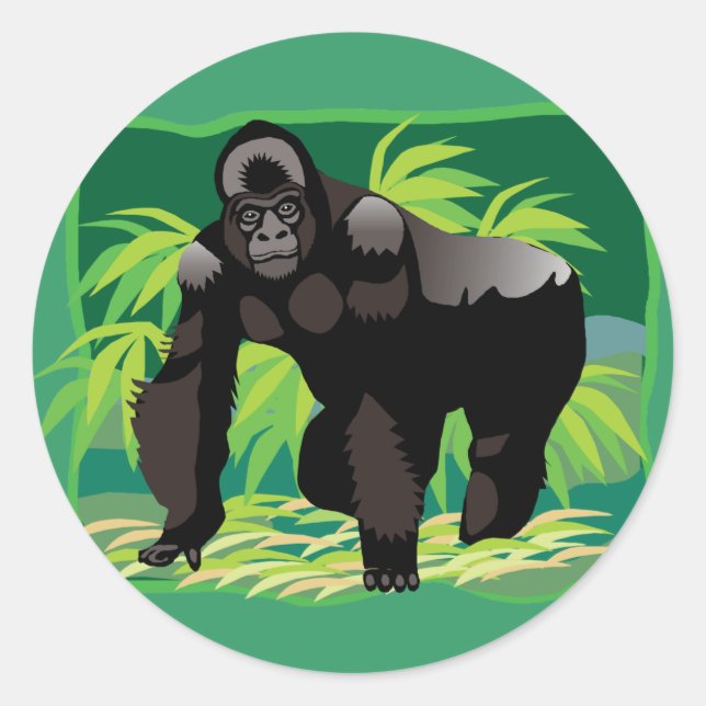 Jungle Gorilla Runder Aufkleber (Vorderseite)