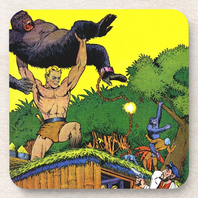 Jungle Gorilla's Lair Vintage Comicen Getränkeuntersetzer (Vorderseite)