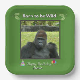 Jungle Green Gorilla Celebration Pappteller