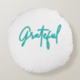 Jungle Green "Grateful" Print Round Kissen