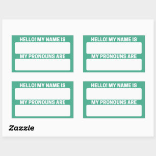 Jungle Green Name & Pronoun Labels Rechteckiger Aufkleber