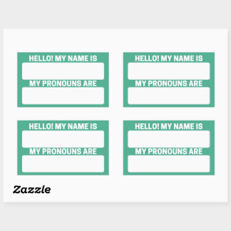 Jungle Green Name & Pronoun Labels Rechteckiger Aufkleber