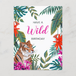 Jungle green & pink wilde tropische Geburtstagstig Postkarte