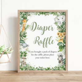 Jungle Greenery Baby Duwer Windel Raffle Schild