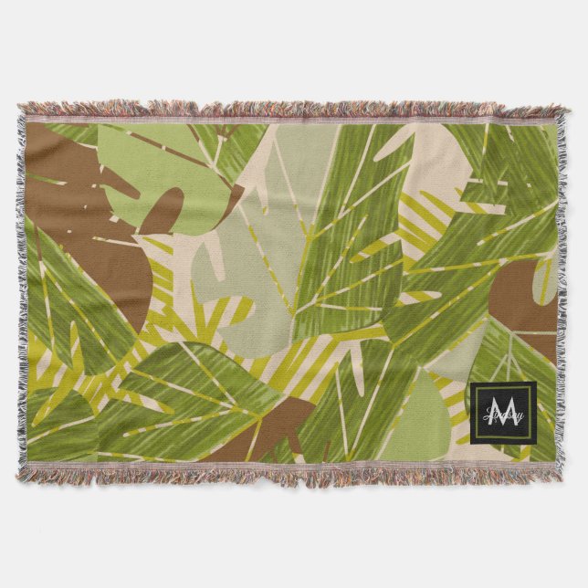 Jungle Greenery Safari Leaf Tropical Hand Drawn Decke (Vorderseite)