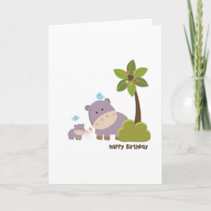 Jungle Hippos Geburtstagskarte Karte