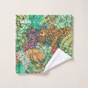 Jungle Jaguar mit Namen Waschlappen