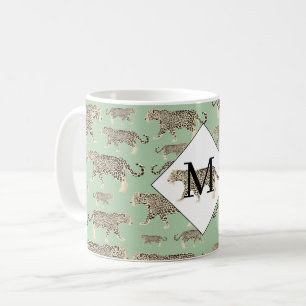 Jungle Jaguar Tiermuster Erstmaliges Monogramm Kaffeetasse