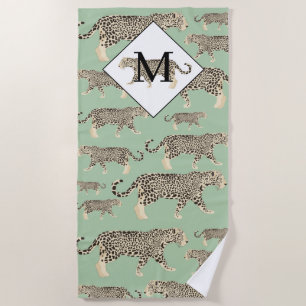 Jungle Jaguar Tiermuster Erstmaliges Monogramm Strandtuch