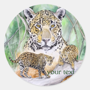 Jungle Jaguar Watercolor Kunstmuseum Runder Aufkleber