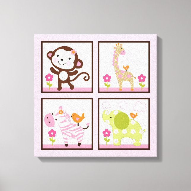 Jungle Jill Girl Animals 16x16 inch Canvas Print Leinwanddruck (Vorderseite)