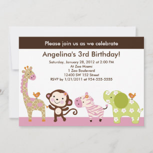 Jungle Jill/Girl Animals Einladung zum Geburtstag