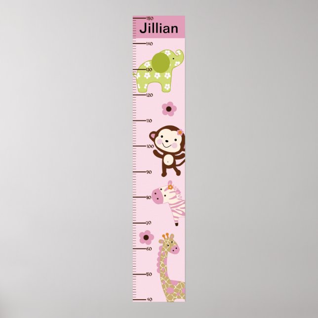 Jungle Jill/Girl Animals Growth Chart Behielt auf  Poster (Vorne)