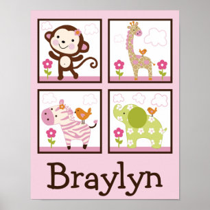 Jungle Jill / Girl Animals Personalisiert Art Post Poster