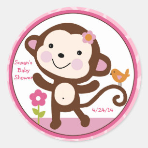Jungle Jill/Girl Monkey/Stickers/Cupcake Toppers Runder Aufkleber