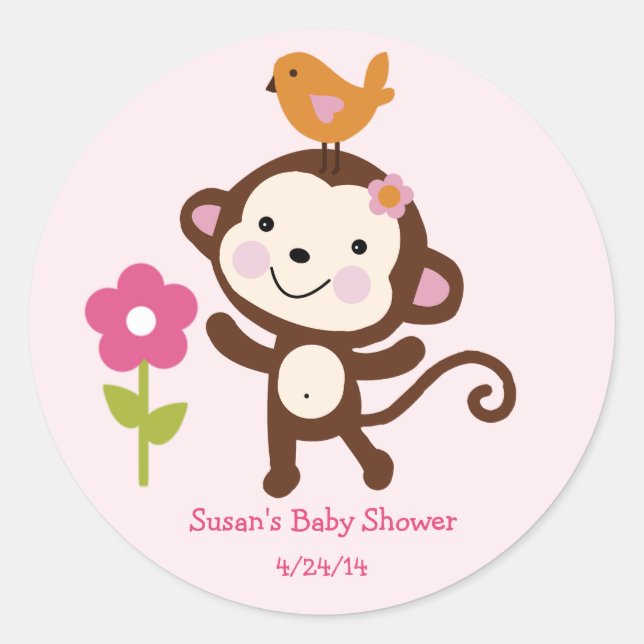 Jungle Jill/Girl Monkey/Stickers/Cupcake Toppers Runder Aufkleber (Vorderseite)