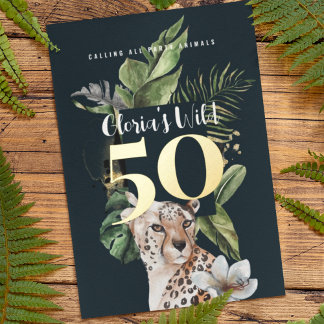 Jungle Leopard 50. Geburtstagsparty Folieneinladung